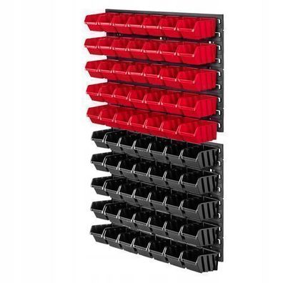 KADAX Werkstattwandregal, Wandplatten, 58 x 78 cm, Rot und Schwarz, 70 tlg
