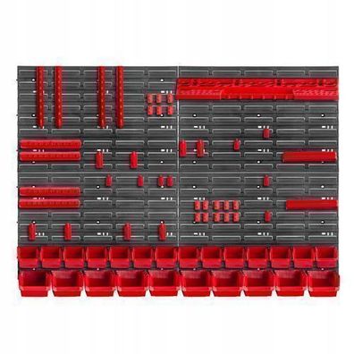 KADAX Werkstattwandregal, Wandplatten, 116 x 78 cm, Rot, 67 tlg