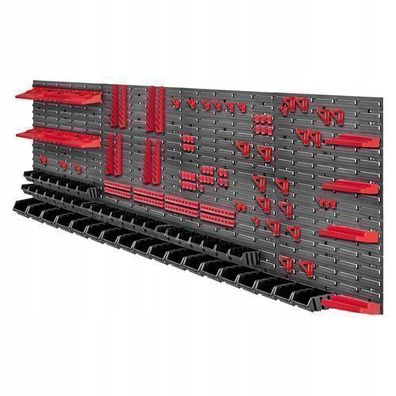 KADAX Werkzeugwandregal, aus Kunststoff, Rot&amp; Schwarz, 232 x 78 cm, 132 tlg