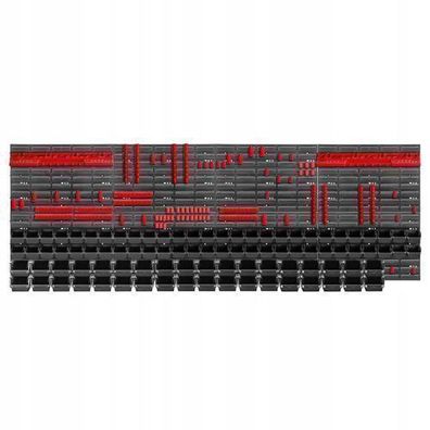 KADAX Werkstattwandregal, Wandplatten, 232 x 78 cm, Rot und Schwarz, 174 tlg