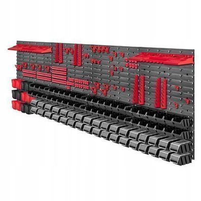 KADAX Werkzeugwandregal, aus Kunststoff, Rot&amp; Schwarz, 232 x 78 cm, 176 tlg