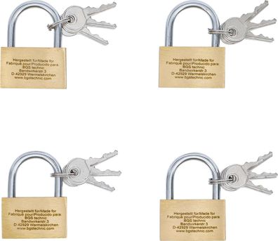 BGS-3101 I Messing-Vorhängeschloss-Satz, 4-tlg