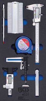BGS-4031 1/3 Werkstattwageneinlage: Messwerkzeug-Satz, 7-tlg
