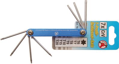 BGS-7848 I Klappschlüssel-Satz, T-Profil, T6 - T20, 7-tlg