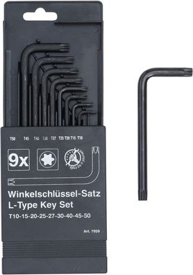 BGS-7959 I T-Profil Winkelschlüssel-Satz, T10 - T50, 9-tlg