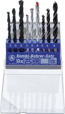 BGS-50819 I Kombi-Bohrer-Kassette, 9-tlg