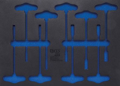 BGS-4013-5 3/3 Werkstattwageneinlage (408x467x32 mm) leer für T-Griff-Steckschlüssel