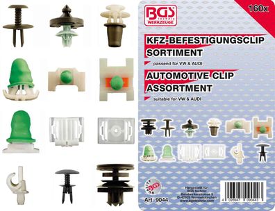 BGS-9044 KFZ-Befestigungsclip-Sortiment für Audi & VW, 160-tlg