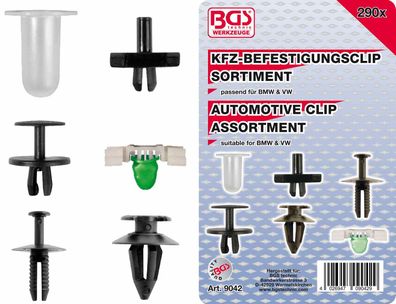 BGS-9042 KFZ-Befestigungsclip-Sortiment für BMW & VW, 290-tlg