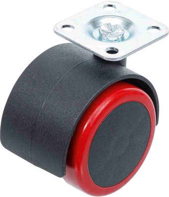 BGS-80336 I Lenk-Doppelrolle, rot/schwarz, 50 mm