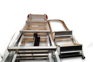 Faraone Aluminium Teleskopleiter 5 + 5 Stufen mit Armlehne und Stabilisatoren