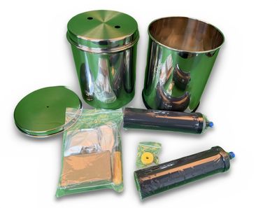 VEVOR Schwerkraft Wasserfilter Edelstahl 4,4 + 5,5 L 2 Kohlefiltern Zapfhahn