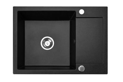 Manestein Granitspüle Cordeo 70 rechteckig 70 x 50 cm mit Abtropffläche Schwarz