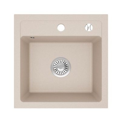 Manestein Granitspüle Bella quadratisch 44 x 44 cm mit Siphon Beige
