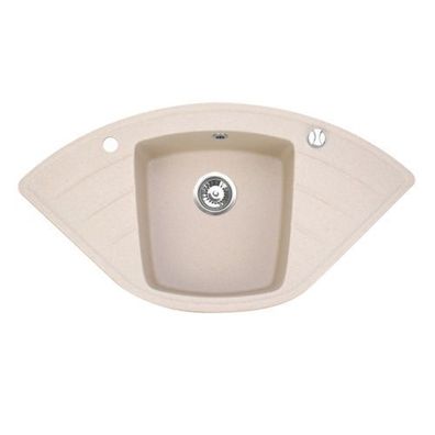 Manestein Granitspüle Altair trapezförmig 96,5 x 50 cm mit Abtropffläche Beige