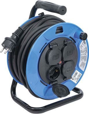 BGS-3375 Kabeltrommel 25 m 3 x 1,5 mm² 4 Steckdosen mit Verschlusskappe IP 44 3500 W