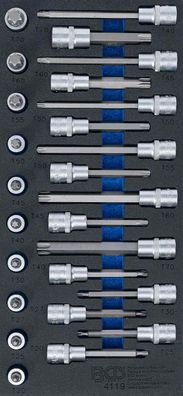 BGS-4119 Werkstattwageneinlage 1/3: Bit-Einsatz-Satz Antrieb Innenvierkant 12,5 mm (1