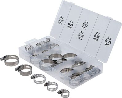 BGS-8055-1 Schlauchklemmen-Sortiment rostfrei Ø 16 - 38 mm 26-tlg