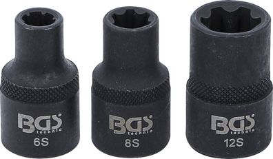 BGS-9336 Steckschlüssel-Einsatz-Satz Keil-Profil (für RIBE) M6S, M8S, M12S 3-tlg