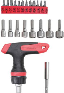 BGS-20122 Bit-/Steckschlüssel-Einsatz-Satz mit Ratschen-T-Griff für Bits, umschaltbar
