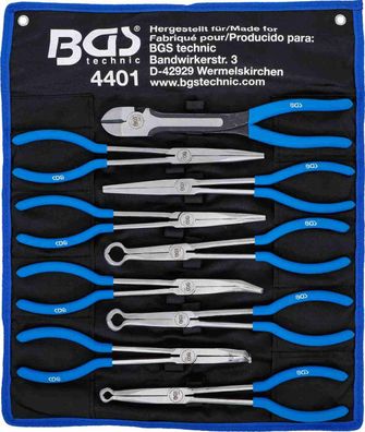 BGS-4401 Langbeck-/Flach und Zündkerzen-Stecker-Zangen-Satz, extra lang, 9-tlg