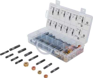 BGS-74293 Ansaug- / Auspuffkrümmer-Stehbolzen- und Muttern-Sortiment, 100-tlg