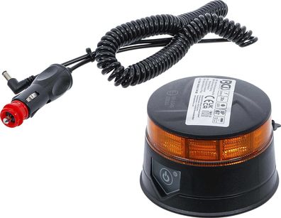 BGS-70343 Akku-Rundumkennleuchte gelb mit Magnet 12 V / 24 V Ø 130 mm