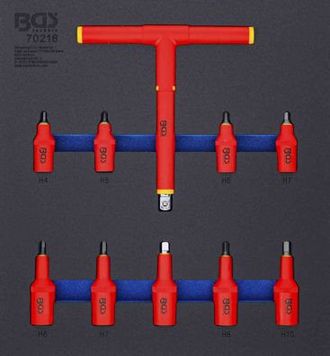BGS-70216 Werkstattwageneinlage 2/3: VDE-Bit-Einsatz-Satz Antrieb Innenvierkant 10 mm
