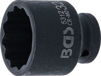 BGS-5312 Kraft-Steckschlüssel-Einsatz Zwölfkant Antrieb Innenvierkant 12,5 mm (1/2")