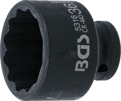 BGS-5316 Kraft-Steckschlüssel-Einsatz Zwölfkant Antrieb Innenvierkant 12,5 mm (1/2")