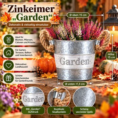 Aurexis Deko Zinneimer "Garden"