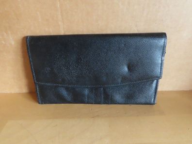 Geldbörse mit Druckknopf Schwarz 5 Fächer ca. 11,5 x 19 cm