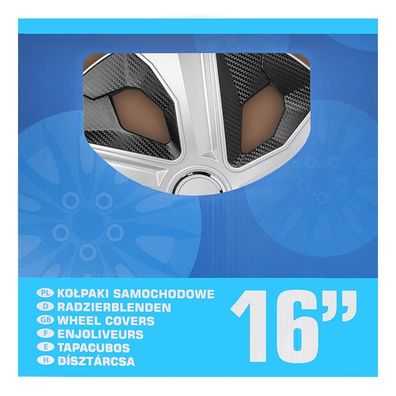 Radblenden-Set Moon Ring Carbon Silber/Schwarz 16 Zoll 4 Stück im Displaykarton