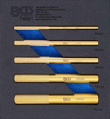 BGS-74681 Werkstattwageneinlage 1/6: Messingdorn-Satz 6 - 19 mm 5-tlg