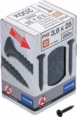 BGS-88061 Schnellbauschrauben PH2 Feingewinde 3,9 x 25 mm 200 Stück