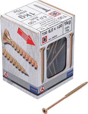 BGS-88033 Mehrzweckschrauben T-Profil ( für Torx) T30 6,0 x 120 mm 1 kg / 70 Stück