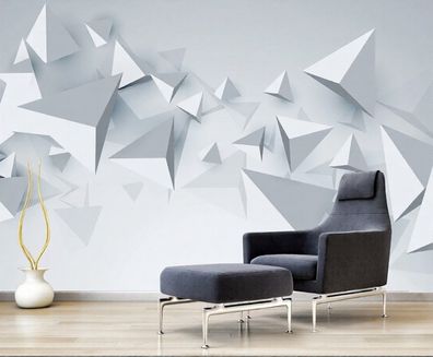 3D Geometrie Fototapete Abstrakt Dreiecke Modern Wandtapete Grau Weiß 4829