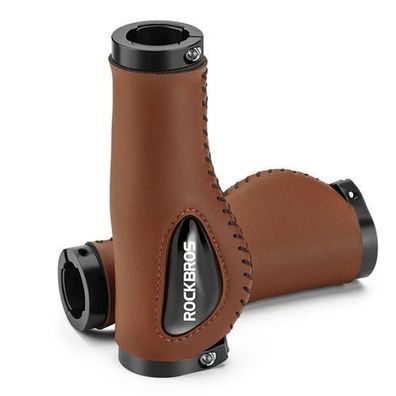 Ergonomische Fahrradgriffe aus Leder - braun