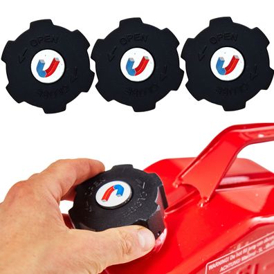 Oxid7® by BW 3x Ersatzdeckel für Kraftstoffkanister Metall Benzinkanister mit Schraub