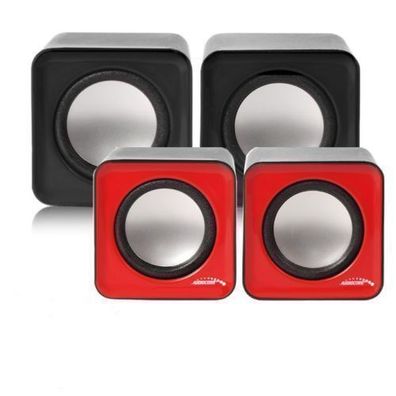 Kompakt Mini Stereo PC Lautsprecher USB Paar Boxen Computer Laptop Schwarz Rot
