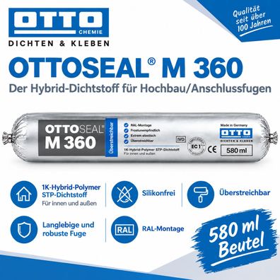 Ottoseal M360 580 ml Hochbaufugen DIN 18540-F Fassaden Metallbau Dichtstoff