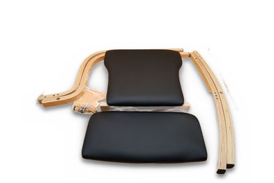 Teqler T-135663 Besucherstuhl Schwarz Kunstleder Holzgestell mit Armlehnen