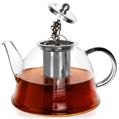 Hitzebeständige Glas-Teekanne mit Teesieb, 1,65 l
