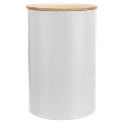 Weißer Metall-Lebensmittelbehälter mit Bambusdeckel Whiteline 1,3 l