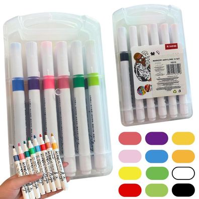 Acrylmarker, 12 Stück, farbig, für Glas und Kunststoff