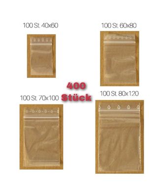 Druckverschlussbeutel Set 400 Stück 40x60 60x80 70x100 80x120 Zip Beutel 4x100