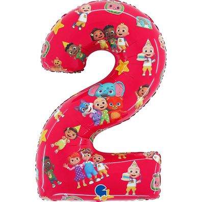 Grabo Folienballon Zahl 2 CoComelon, 66cm