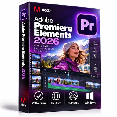 Adobe Premiere Elements 2026 Vollversion | Deutsch | Windows