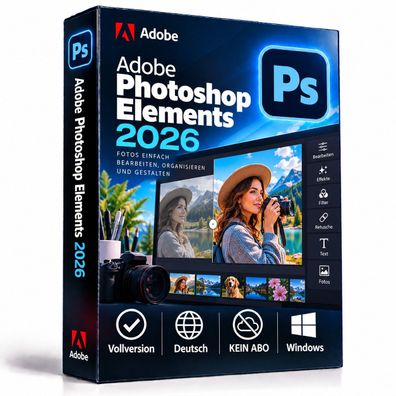 Adobe Photoshop Elements 2026 Vollversion | Deutsch | Windows