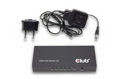 Club 3D CSV-1380 HDMI Splitter 1 auf 4 4K 60Hz UHD HDCP 2.2 Schwarz